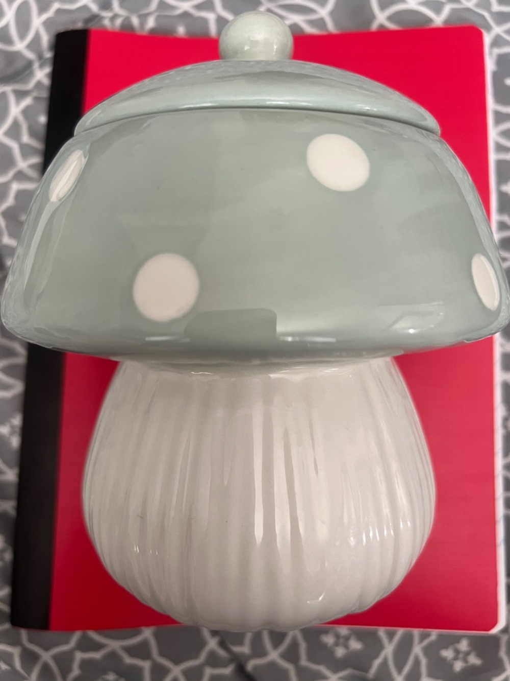 Mint Polka Dot Ceramic Mushroom Jar - Home Accents